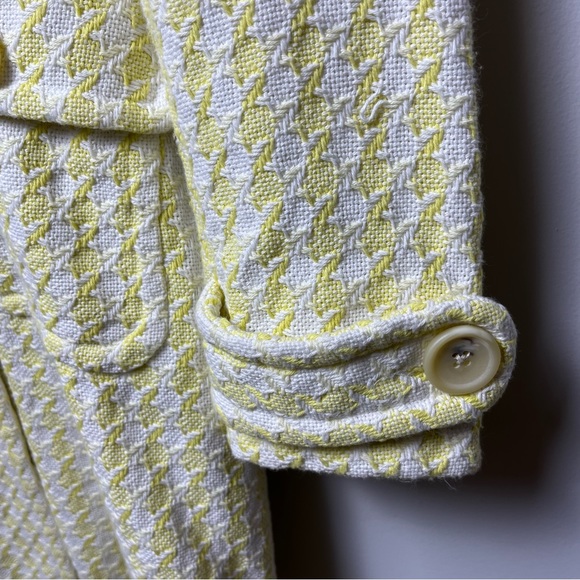 Banana Republic yellow white houndstooth coat xs - Picture 5 of 8